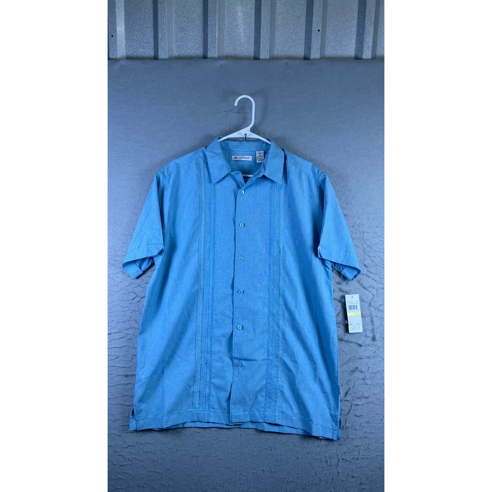 Cubavera Button Up Shirt Mens Medium Blue New Guayabera Embroidered CUWS8089DS
